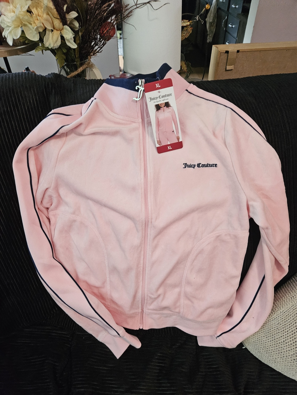Juicy Couture Pink Velour Track Jacket - XL